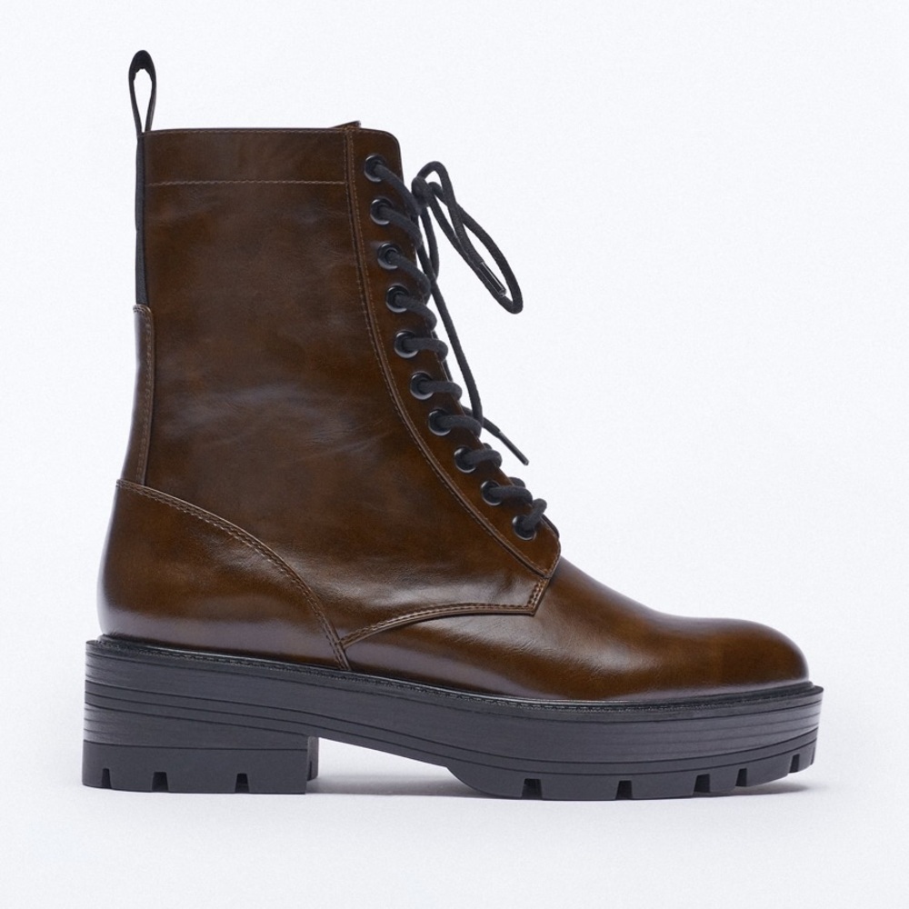 Zara Chocolate Brown Boots SZ 8 - Picture 5 of 7